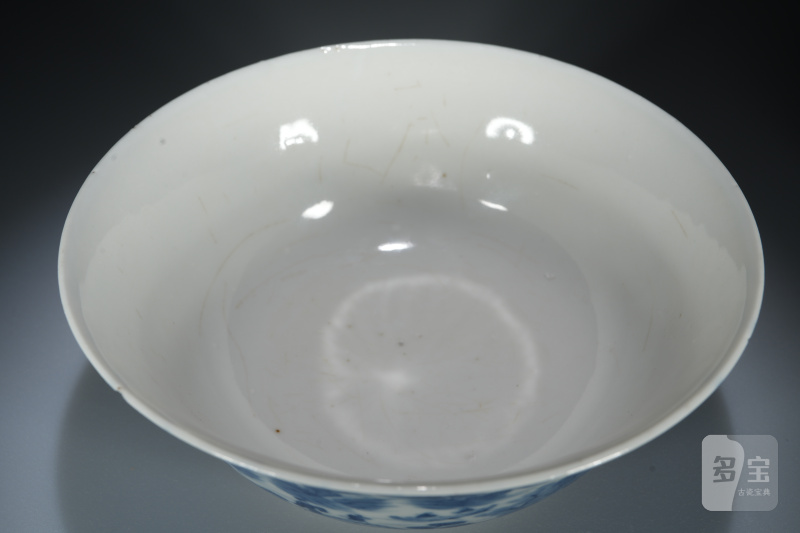 清道光 青花山水人物碗一对 - 图5